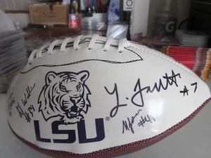 LSU TIGERS LOGO FOOTBALL SIGNED BY 10 2014 RBs FOURNETTE WILLIAMS HILLIARD ++ 🐯 - Picture 1 of 5