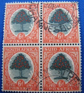SOUTH AFRICA 1931 - SCOTT # 42 BLOCK OF 4 USED (wscc59-1) - Picture 1 of 3