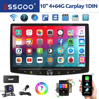 Autoradio 10.1" Android14 GPS Nav WIFI 360° Drehbar Bildschirm Kamera 1 DIN DAB+ - Bild 1 von 4