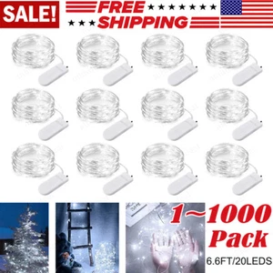 20 LED 6.6ft Battery Operated Copper Wire String Lamp Fairy Lights Wholesale Lot - Picture 1 of 15