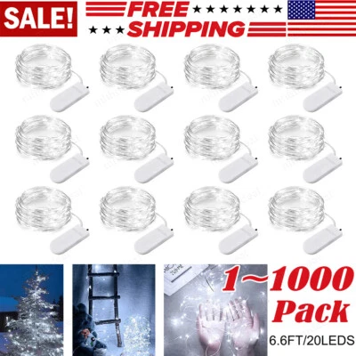 20 LED 6.6ft Battery Operated Copper Wire String Lamp Fairy Lights Wholesale Lot - Image 1 of 4