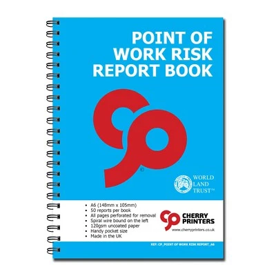 CHERRY PRINTERS Point of Work Risk Report/Assessment Book POWRA | A6 105mm x 148mm | 50 pages