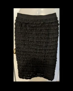 mint BETSEY JOHNSON vintage BLACK SKIRT with small ruffles L - Picture 1 of 2