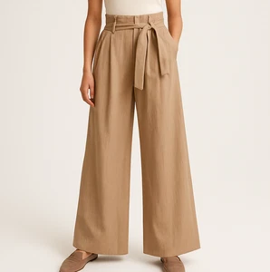 Pantalones Banana Republic Soho para mujer 8 marrón tostado pierna ancha tiro alto plisados $75 nuevos con etiquetas - Imagen 1 de 13