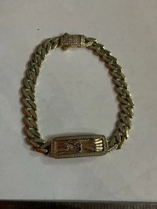 14k Two Toned Santa Muerte Bracelet #109288-1 MGC - Picture 1 of 6