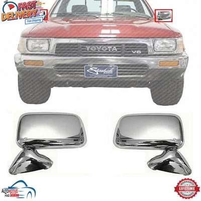 NEW FRONT MANUAL DOOR MIRROR CHROME LEFT RIGHT SIDE FOR 1989-1995 TOYOTA PICKUP Foto 1 de 4