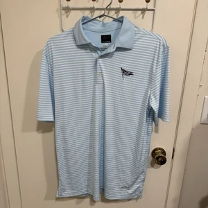 Greg Norman ML75 Polo Shirt Men M Blue Golf Performance Plainfield Country Club - Picture 1 of 12