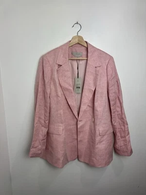 Hobbs London Nancy Linen Blazer Jacket UK 16 Dusty Pink New With Tags - Image 1 of 4