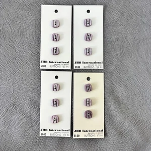 Flat Button Lot JHB Plastic Lilac Purple Square 1/2" 4 Cards of 3 = 12 Total VTG - Picture 1 of 3