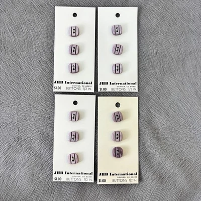 Flat Button Lot JHB Plastic Lilac Purple Square 1/2" 4 Cards of 3 = 12 Total VTG - Image 1 of 3
