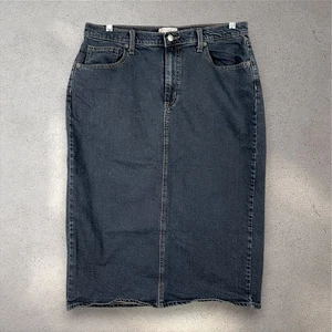 Universal Thread Denim Midi Pencil Skirt Womens 12 Dark Back Slit Fall Academia - Picture 1 of 6