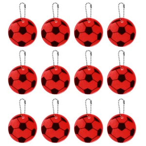 Reflective Keychain Tags, 12 Pcs Reflective Football Pendant, Red - Picture 1 of 7