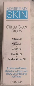 Admire My Skin Vitamin C E Argan Oil Rosehip Oil 1.0 fl Oz ~ CITRUS GLOW DROPS ~ - Picture 1 of 5