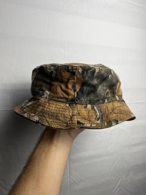 Vintage 80s Mossy Oak Bucket Hat Greenleaf Fall Foliage Camo Hunting USA LARGE - Image 1 of 3