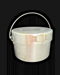 Vintage Coal Miner Lunch Bucket Round  Pail Pure Aluminum  Made in USA  7" x 5" - Picture 1 of 11