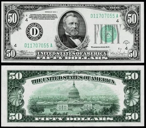 1934-C $50 DOLLAR FEDERAL RESERVE NOTE~CLEVELAND,OHIO ~ CRISP UNCIRCULATED - Picture 1 of 1