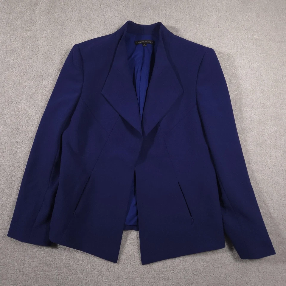 Preston & York Blazer Womens 14 Blue Fully Lined Hook Closure Zip Pockets Career - Image 1 of 4