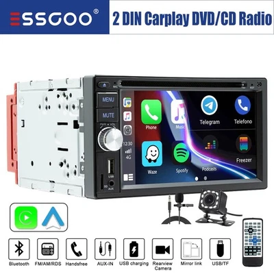 6.2" Autoradio DVD CD 2 DIN Bluetooth Carplay/Android Auto FM AM RDS AUX MIK Kam - Bild 1 von 4