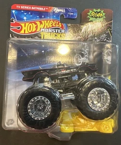 2025 HOT WHEELS MONSTER TRUCKS BATMAN TV Series Batmobile With Crushed Car - Picture 1 of 8