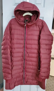 Women's Gap Fit Burgundy Quilted Puffer Coat w/Removable Hood Size Large Tall - Picture 1 of 21