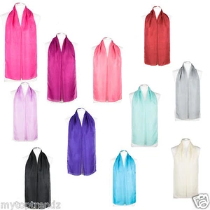 100% Pure Silk Plain Colour Scarf Soft Light Fine Silk Neck Scarf Scarves Wrap - Picture 1 of 25