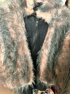 Corky Girls Black And Pink Furry Size 10 Cool Coat Look Boutique Coats Jackets - Picture 1 of 6