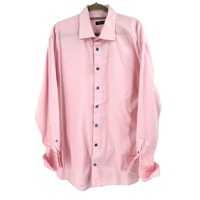 Men's Franco Uomo Pure Cotton French Cuff Dress Shirt Size 2XL Pink Breathable - Image 1 of 4