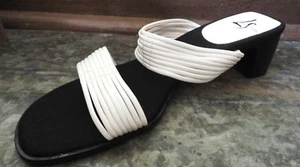 NEW Life Stride Kelli Sz 8.5 M Double Strap Slip On/Slides Sandals 2" Heel White - Picture 1 of 12