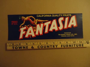 Fantasia California Quality Fruits Tri-Boro Fruit Co Fresno CA Obstkasten Etikett - Bild 1 von 1