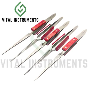 5 Pcs Fiber Grip Jewelry Soldering Tweezers Cross Locking Stainless Steel Tools - Picture 1 of 1