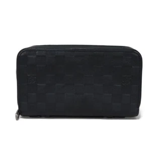 LOUIS VUITTON Zippy XL N61254 purse Logo Embossed Black Zip Around Clutch ... - Picture 1 of 24
