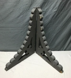 Antique Pair Wood Porch Bracket 17x24 Shabby Gray VTG Chic Corbels Old 1995-23B - Picture 1 of 17