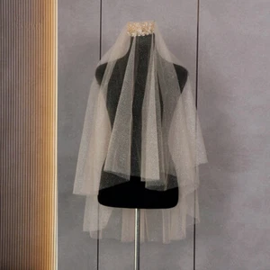 Fairy Bling 2 Layer Bridal Veils Sparking Tulle Fingertip Wedding Veil with Comb - Picture 1 of 8