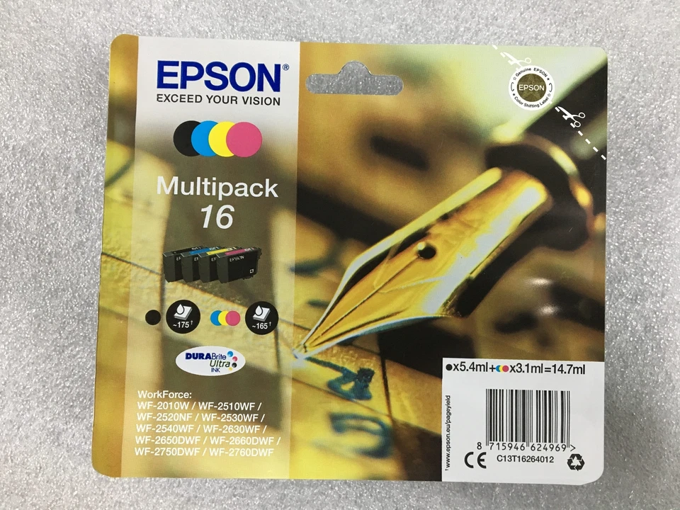 original Epson Multipack 16 Black 5,4ml Cyan Yellow Magenta 3,1ml 2028 Rechnung - Bild 1 von 1