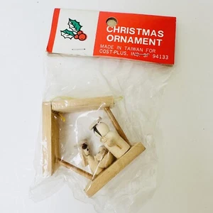 Vintage Cost Plus Weihnachtskrippe Ornament Miniatur Holz New Old Stock - Bild 1 von 7