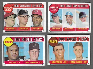 1969 Topps 4 Subset Cards: '69 Rookie Stars, '68 Leaders PINELLA MCCLAIN HORTON - Picture 1 of 2
