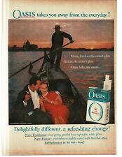 1959 Oasis Cigarettes romantic gondola ride sunset Venice Italy Vintage Print Ad