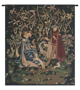 Gift of the Heart Medieval Belgian Tapestry - Noble Knight Woven Wall Decor Art - Picture 1 of 6