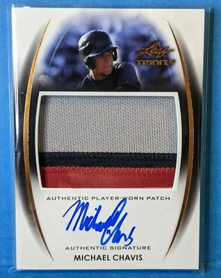 Michael Chavis 2014 Leaf Trinity Baseball Player Worn Patch / Auto PA-MC2 - Image 1 of 4