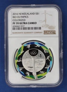 2016 New Zealand 1oz Silver Proof $1 coin "Road to Rio" NGC PF70 with COA - Picture 1 of 4