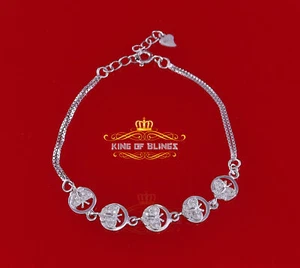 925 Silver Butterfly Men's/Womens Bracelet White with Cubic Zirconia Size 7 Inch - Picture 1 of 9