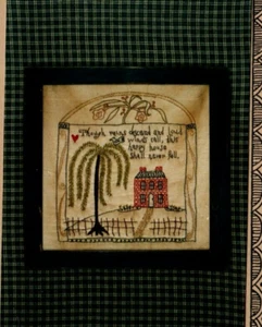 Happy House Needlework Stitchery Pattern Primitive Embroidery - Picture 1 of 3