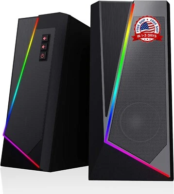 Parlantes Bocinas Altavoces Para PC Computadora Gamer Videojuegos Luces LED RGB - Image 1 of 4