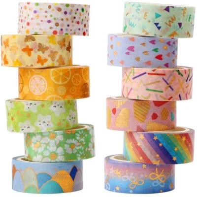 Juego de 12 rollos de cinta adhesiva de papel de oro para plantas frescas cinta decorativa Foto 1 de 4