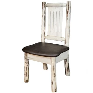 Rustic Log Dining Chairs Wooden Chair Upholstered Padded Seats Amish Made Lodge - Picture 1 of 5