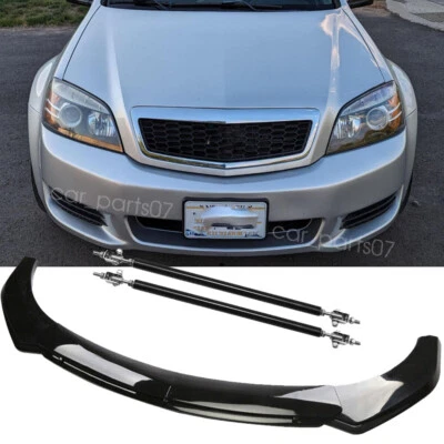 For Chevrolet Caprice Gloss Front Bumper Lip Splitter Spoiler w/ Strut Rods KIts - Изображение 1 из 4