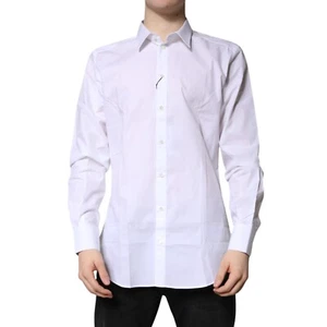 DOLCE & GABBANA Shirt White Cotton GOLD Dress Formal Men 42/US16.5/XL 310usd - Picture 1 of 7