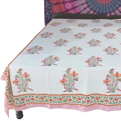 100% Pure Cotton Indian Handmade Block Printed Pure Cotton Bed Cover Bed Spread - Image 1 of 2