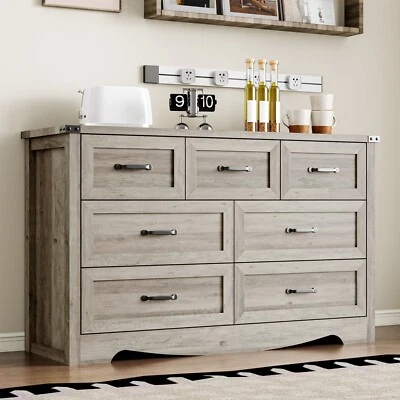 Wooden Chest of Drawers 7-Drawer Dresser for Bedroom, Anti-Tipping,Sturdy Storag - Image 1 of 4