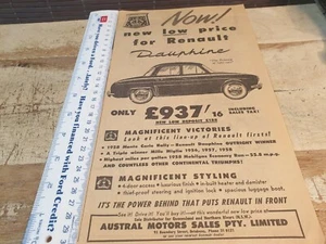 1958 RENAULT DAUPHINE Original Australian Sales Advert - Picture 1 of 1